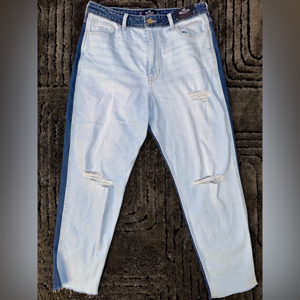Hollister Ultra High- Rise Mom Denim Jeans Stretch Colorblock 13r